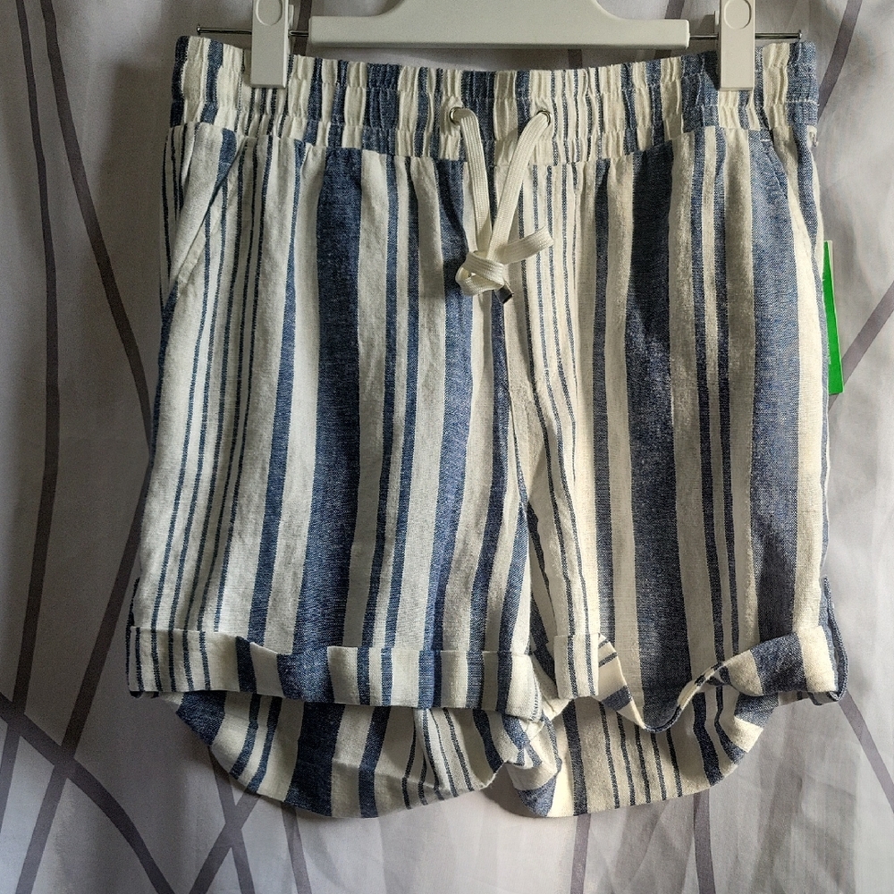 Guess Blue and White Striped Cargo Shorts